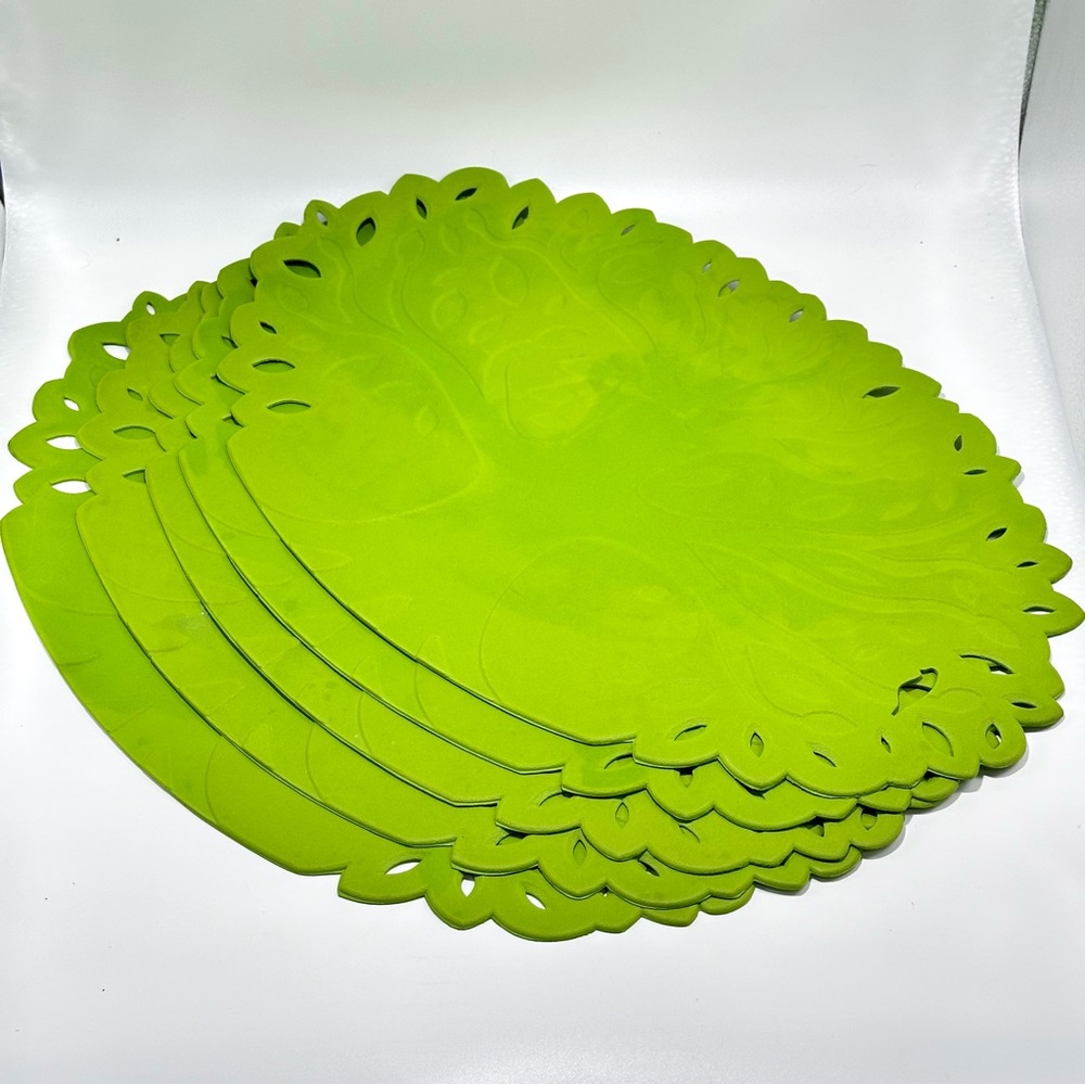 Set of 5 IKEA Lettuce Leaf Silicone Placemats - Lime Green Skutta Saucer Style